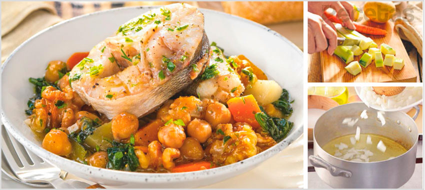 Caldero de congrio y garbanzos